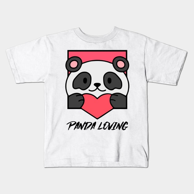 Cute Panda Romantic Valentines Love Heart Kids T-Shirt by ToddHeal